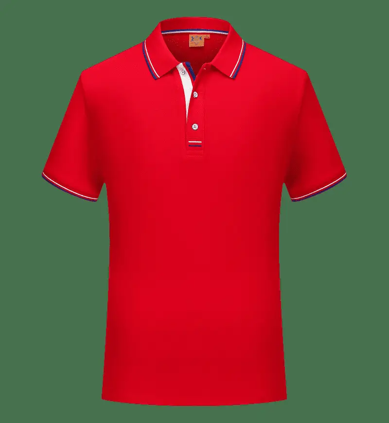 Men Black Polo Shirt with Blue Red Trim - Image 9