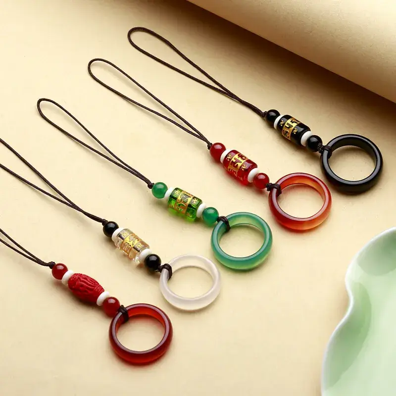 Green Jade Mobile Phone Chain Lanyard Ring - Image 11