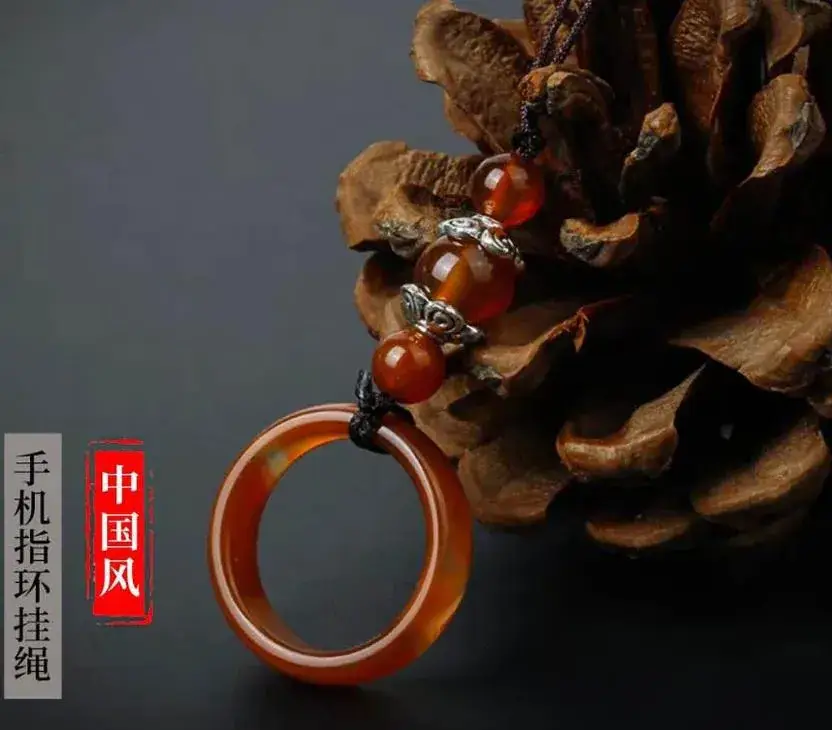 Green Jade Mobile Phone Chain Lanyard Ring - Image 6