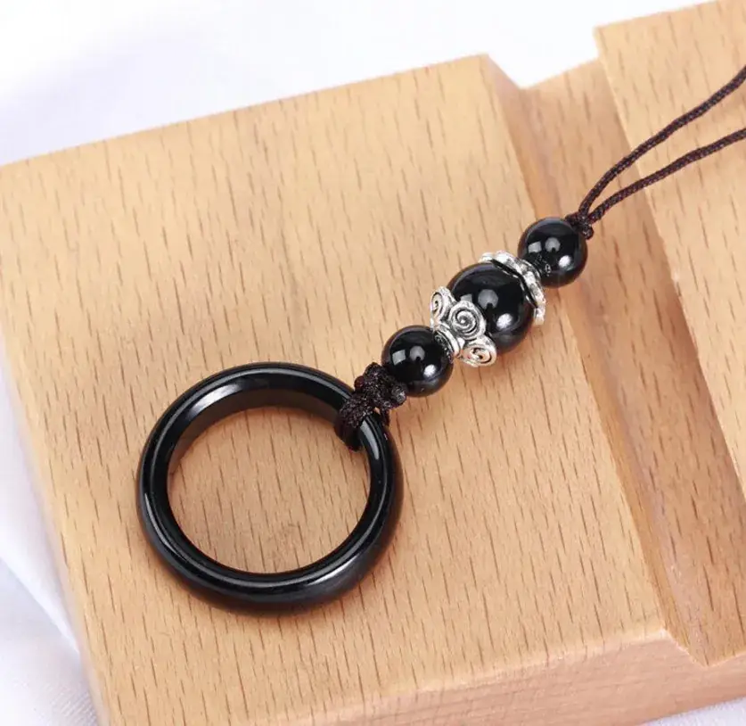 Green Jade Mobile Phone Chain Lanyard Ring - Image 3