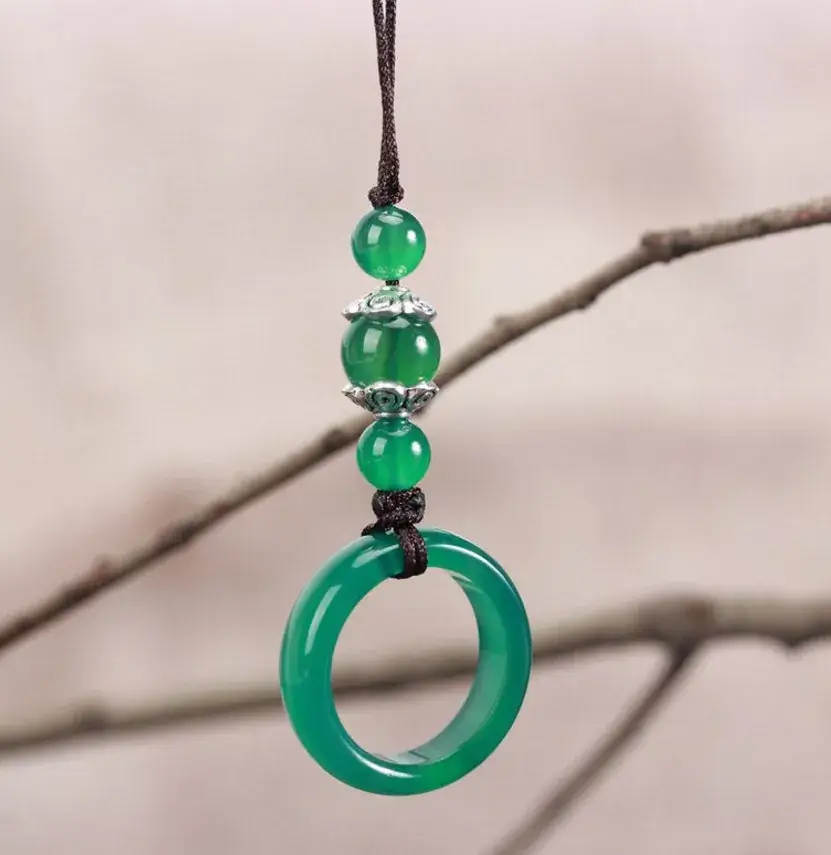 Green Jade Mobile Phone Chain Lanyard Ring - Image 4