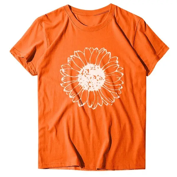 Women Grey Chrysanthemum Printed T-Shirt - Image 15