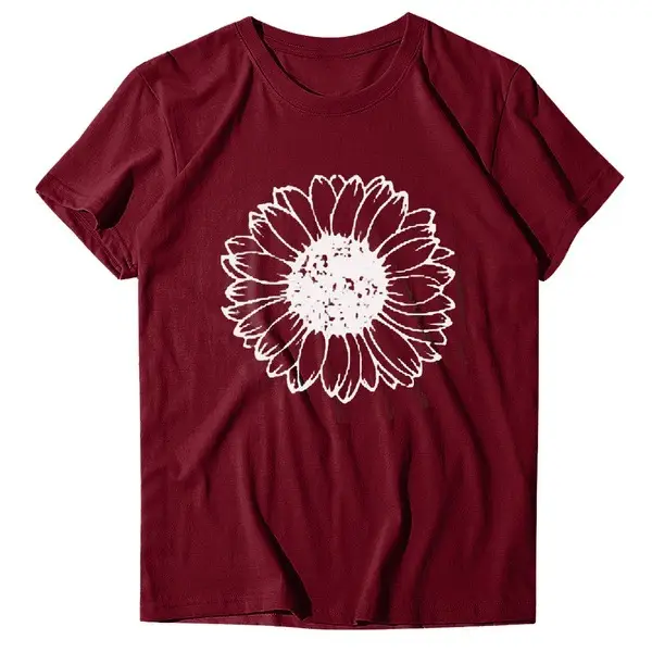 Women Grey Chrysanthemum Printed T-Shirt - Image 16