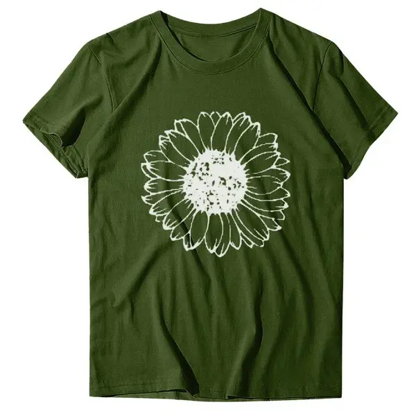 Women Grey Chrysanthemum Printed T-Shirt - Image 5