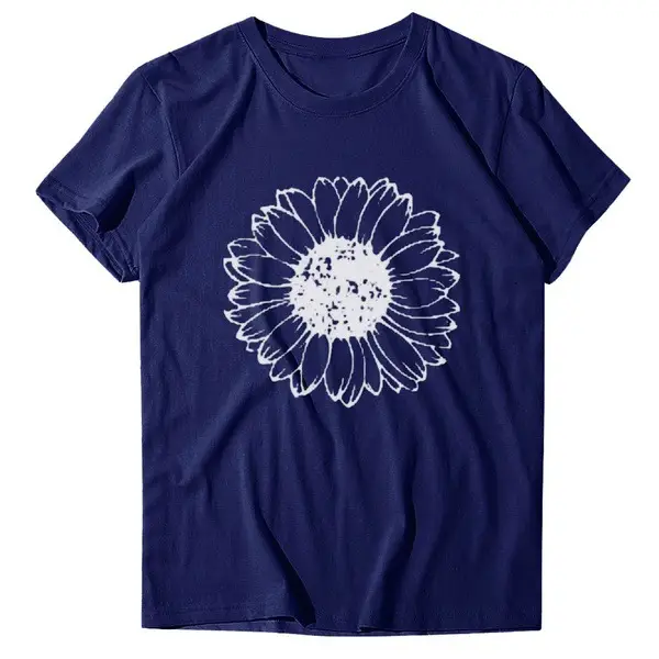 Women Grey Chrysanthemum Printed T-Shirt - Image 6