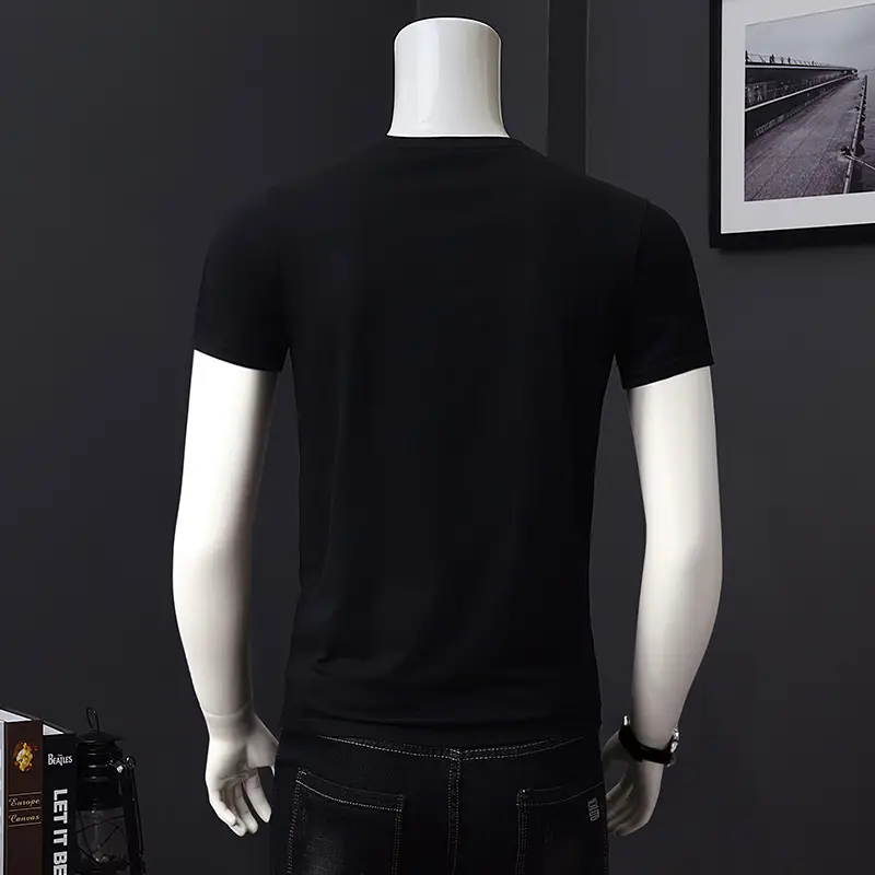 Men White Flash Rhinestone Slim T-Shirt Large - Image 3