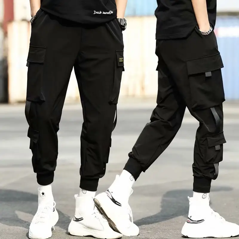 Men Black Ankle Pants National Fashion Streetwear