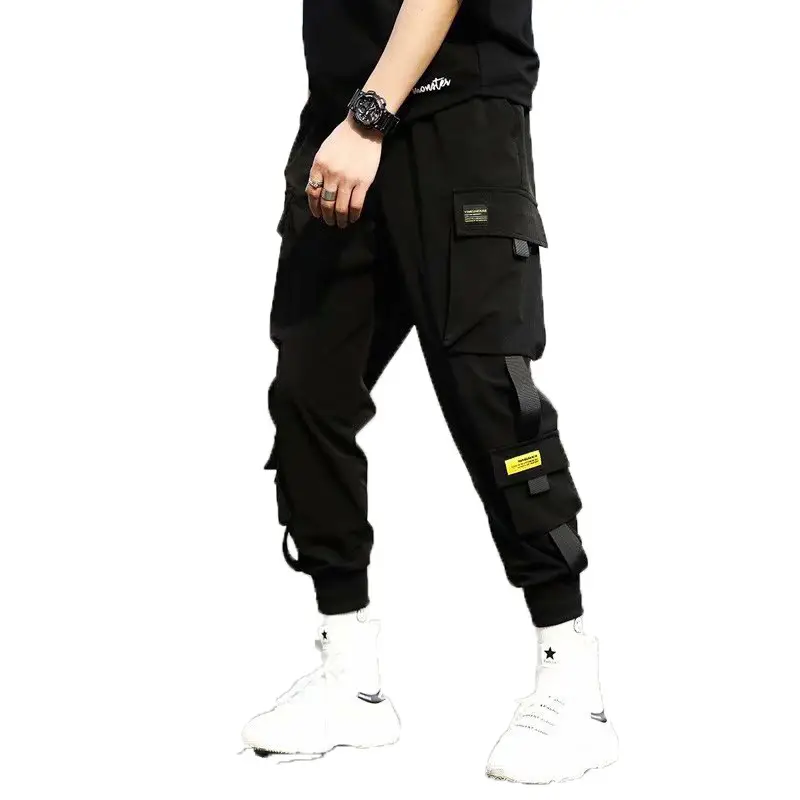 Men Black Ankle Pants National Fashion Streetwear