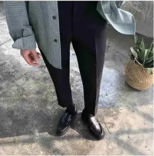 Men's Slim Fit Black Western Trousers Business Suit Pants - Image 3
