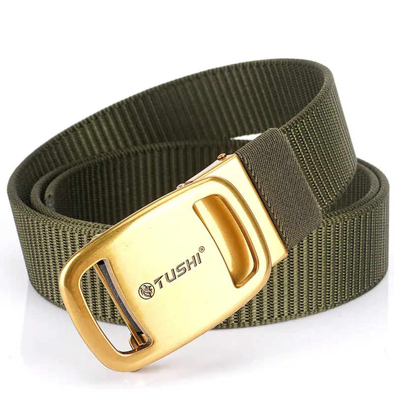Men's Green Nylon Belt with Silver Buckle - Image 2