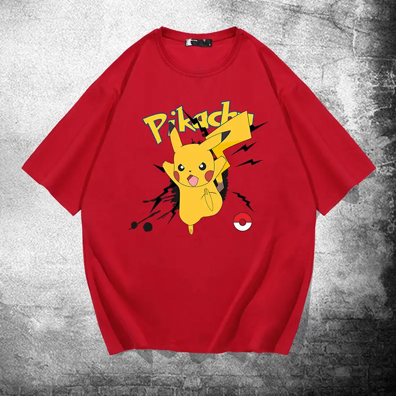 Pikachu Short Sleeve T-Shirt Black Men Women Summer - Image 10