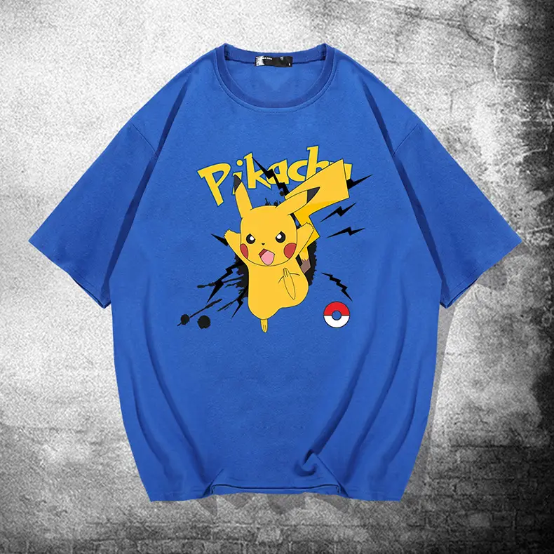 Pikachu Short Sleeve T-Shirt Black Men Women Summer - Image 11