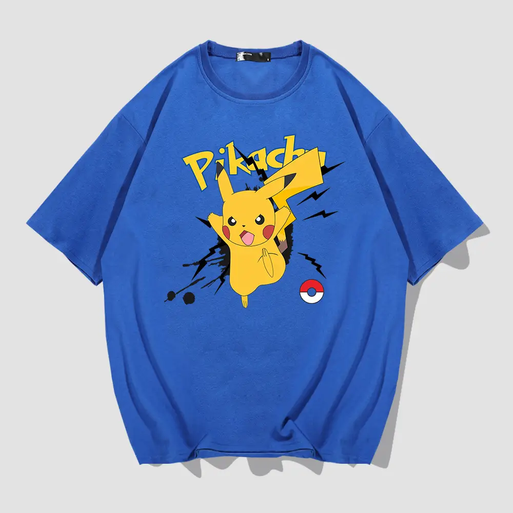 Pikachu Short Sleeve T-Shirt Black Men Women Summer - Image 5