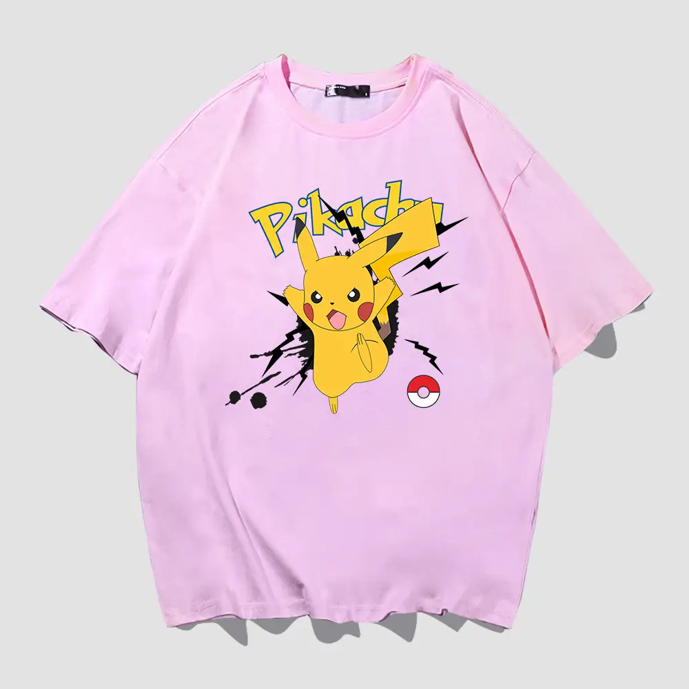 Pikachu Short Sleeve T-Shirt Black Men Women Summer - Image 6