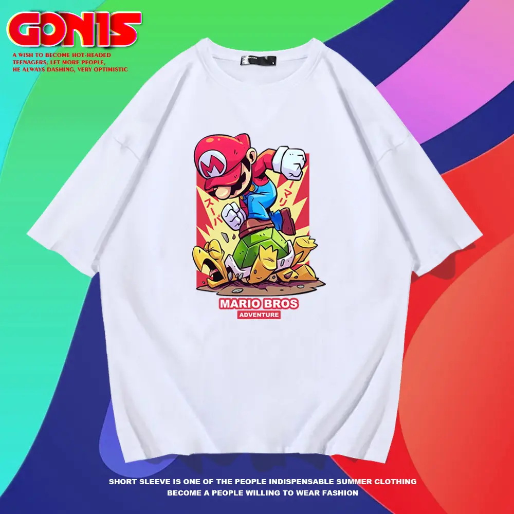 Mario Anime T-Shirt Black Short Sleeve Unisex - Image 7