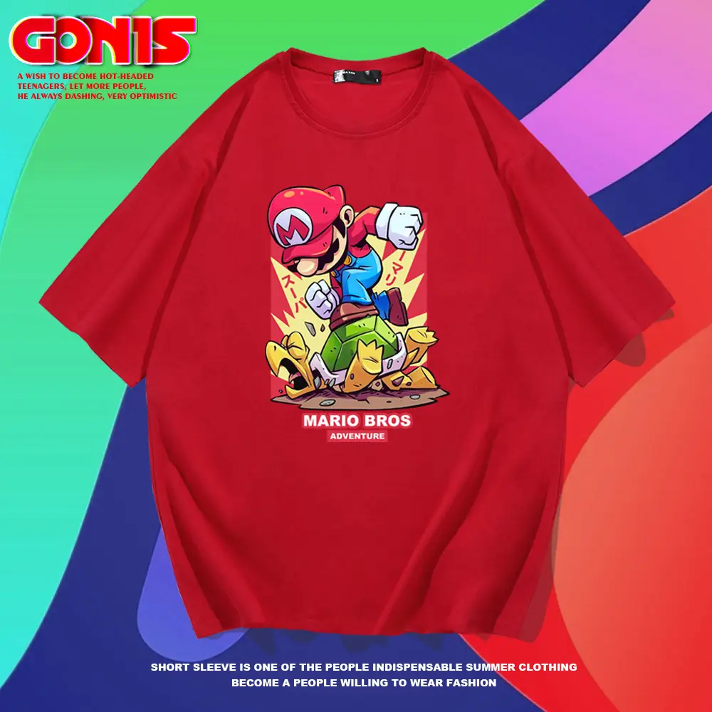 Mario Anime T-Shirt Black Short Sleeve Unisex - Image 8