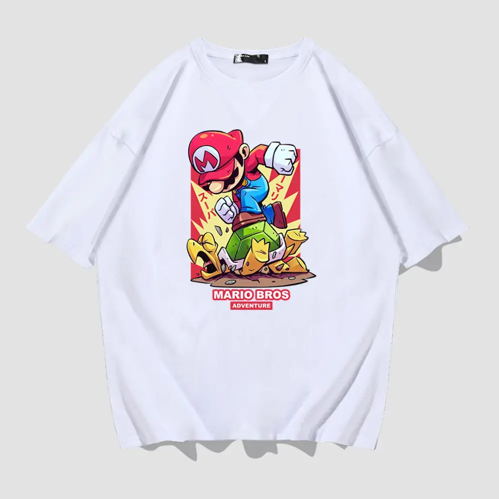 Mario Anime T-Shirt Black Short Sleeve Unisex - Image 2