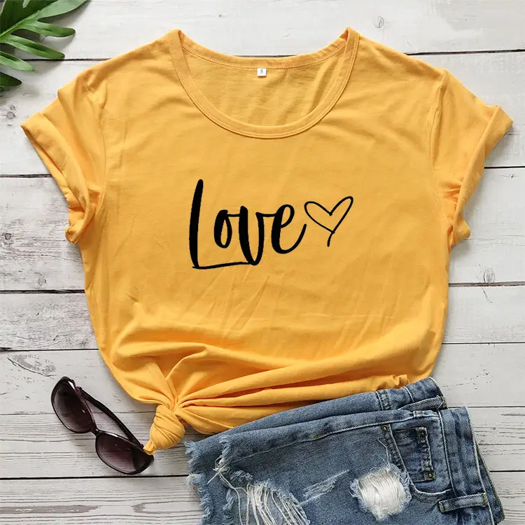 Love Heart Print Short Sleeve T-Shirt Green