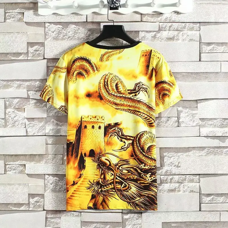 Men 3D Dragon Print Summer T-Shirt Shorts Set - Image 7