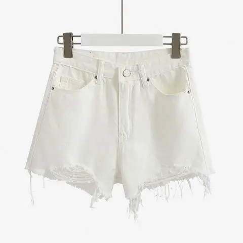 Women's Light Blue Ripped Denim Shorts High Waist - Image 2
