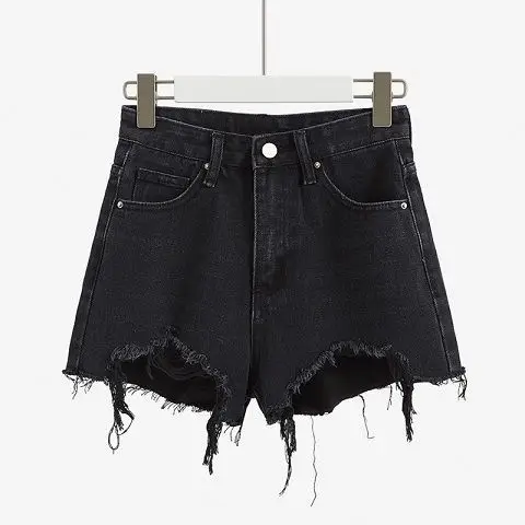 Women's Light Blue Ripped Denim Shorts High Waist - Image 3