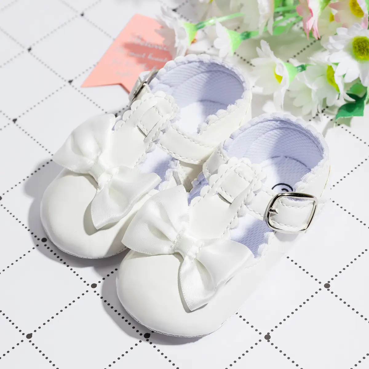 Blue Bow Baby Shoes for Girls 0-1 Year Non-Slip