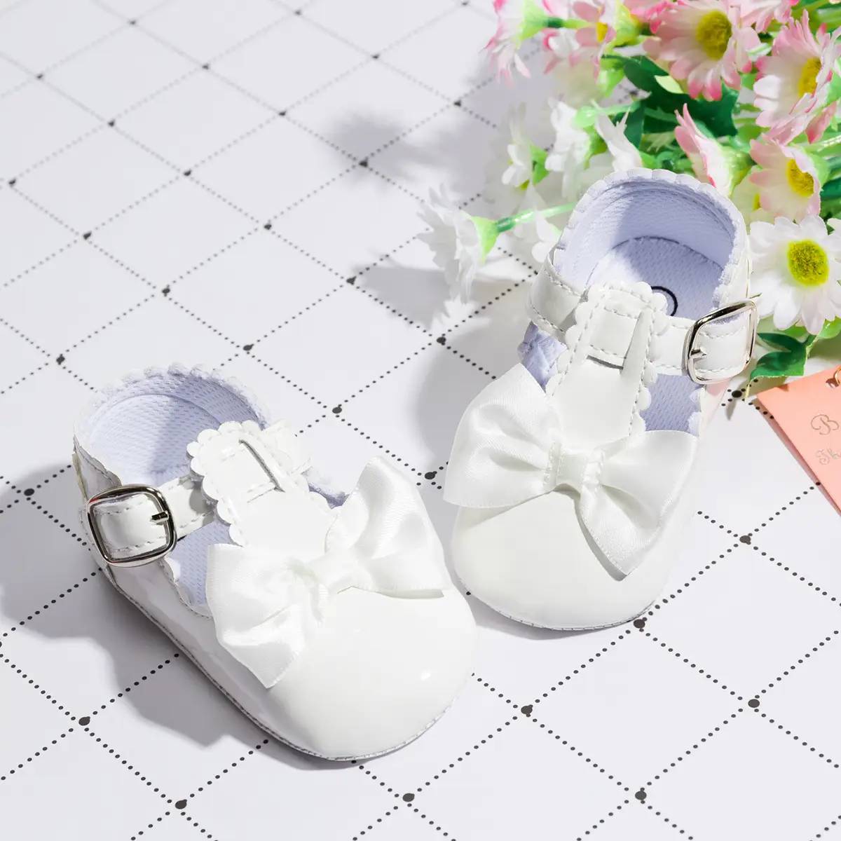Blue Bow Baby Shoes for Girls 0-1 Year Non-Slip