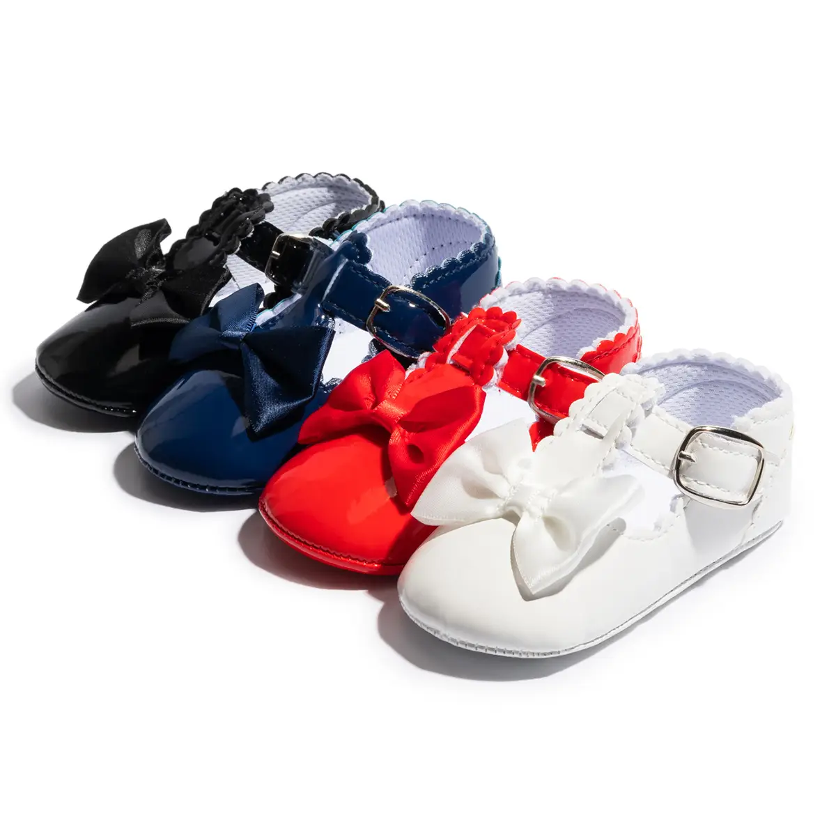 Blue Bow Baby Shoes for Girls 0-1 Year Non-Slip