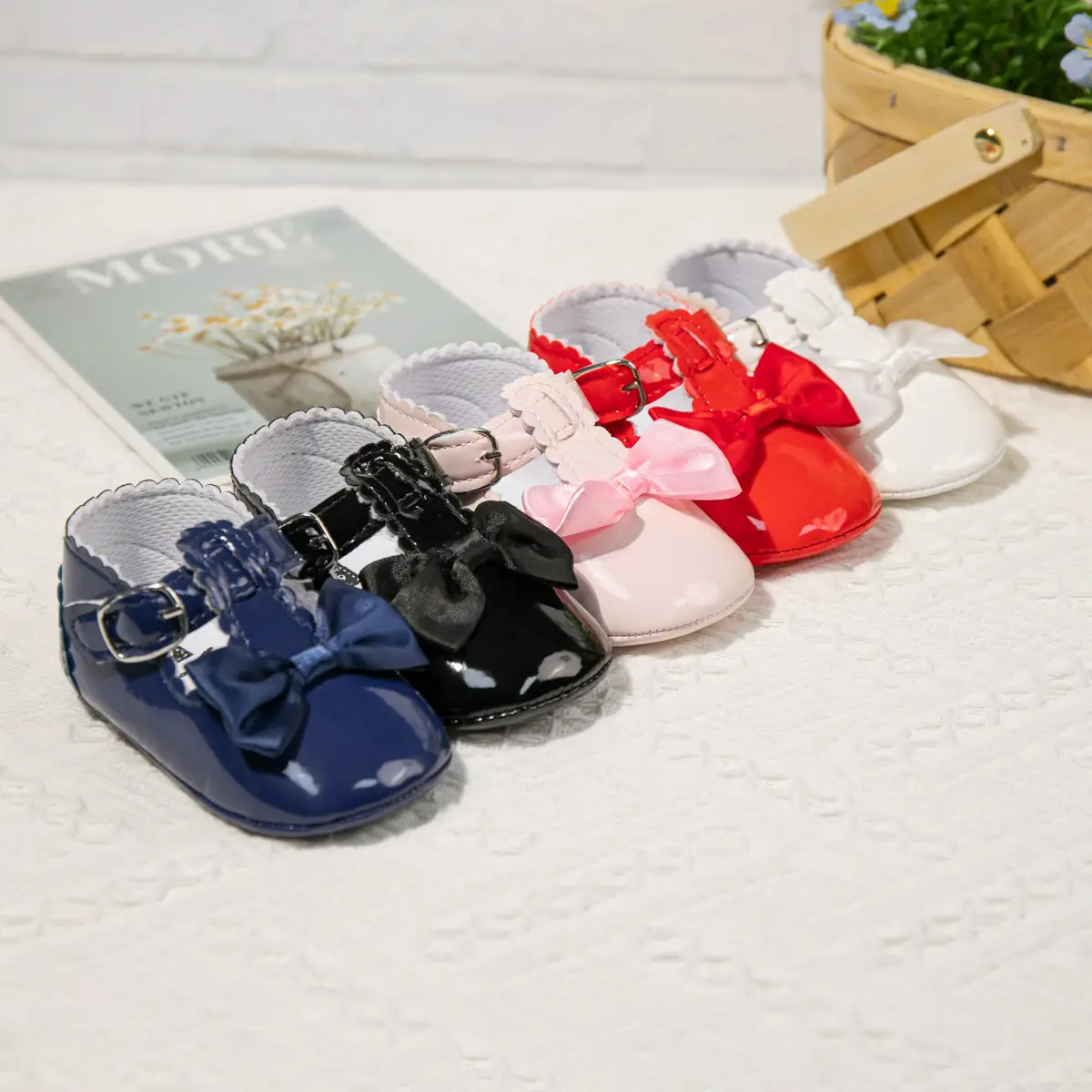 Blue Bow Baby Shoes for Girls 0-1 Year Non-Slip — feature 2