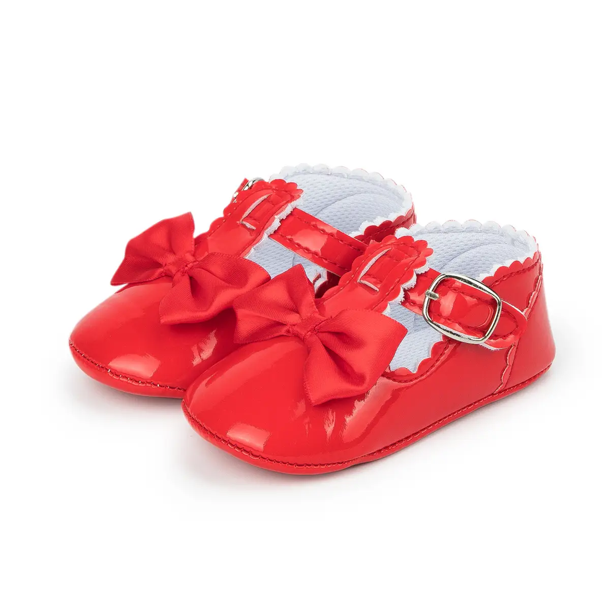 Blue Bow Baby Shoes for Girls 0-1 Year Non-Slip