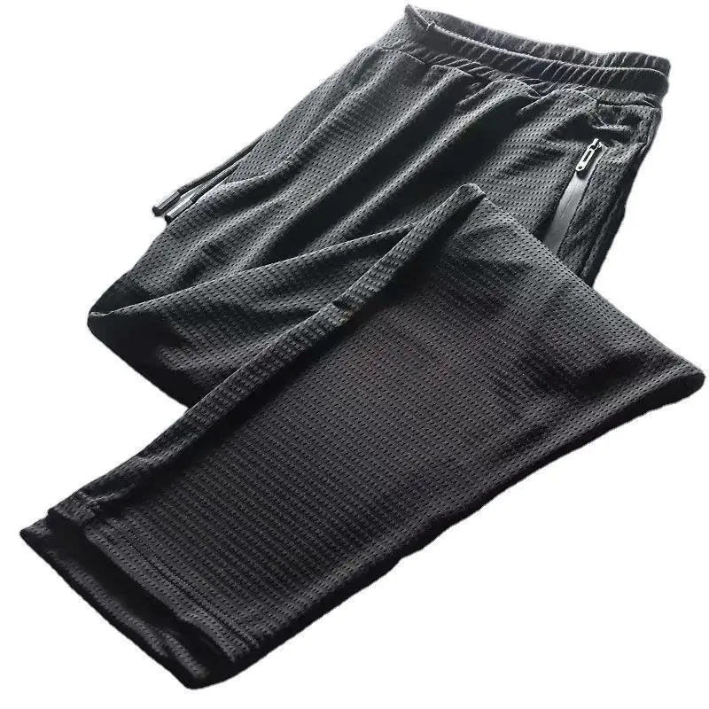 Men's Black Ice Silk Mesh Ankle Pants - Image 7
