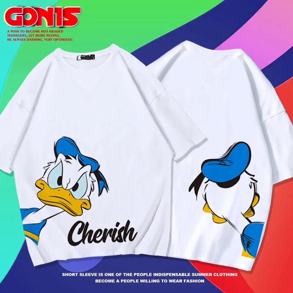 Donald Duck T-Shirt Blue Men Women Summer