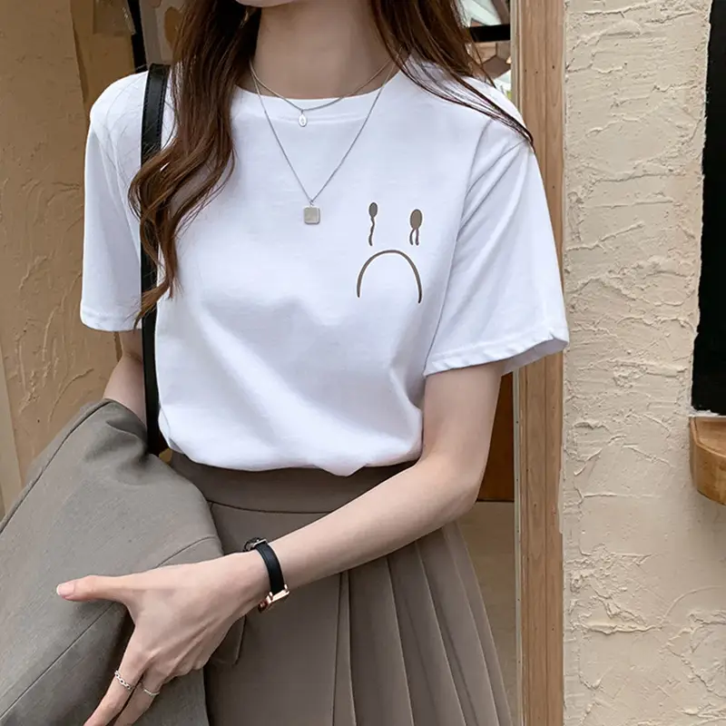 Women Pink Printed Short Sleeve T-Shirt 2025 Summer - Image 6