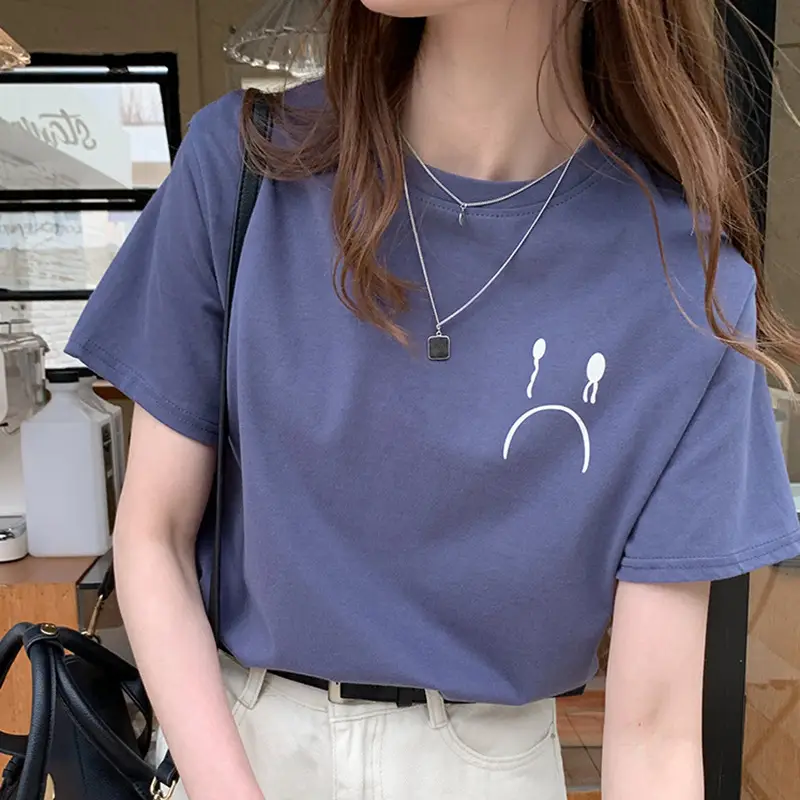 Women Pink Printed Short Sleeve T-Shirt 2025 Summer - Image 7