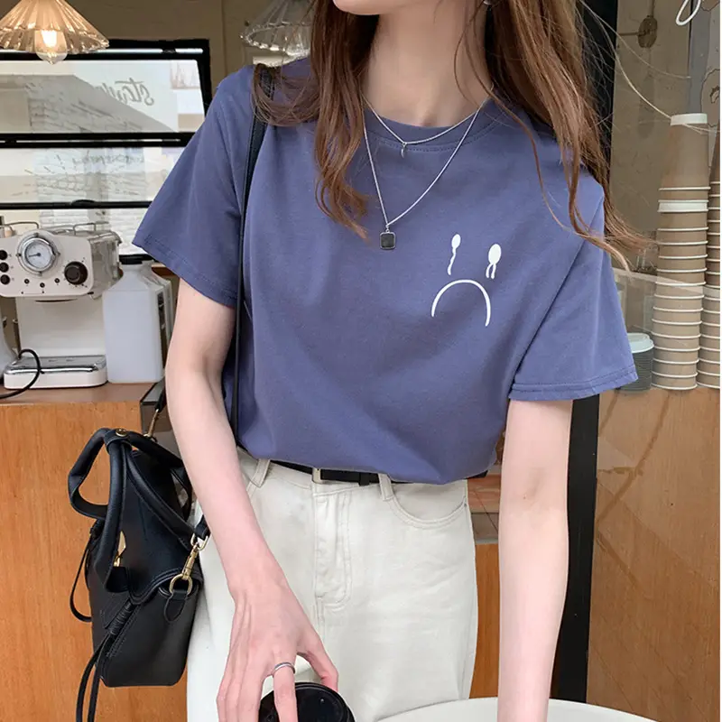 Women Pink Printed Short Sleeve T-Shirt 2025 Summer - Image 4