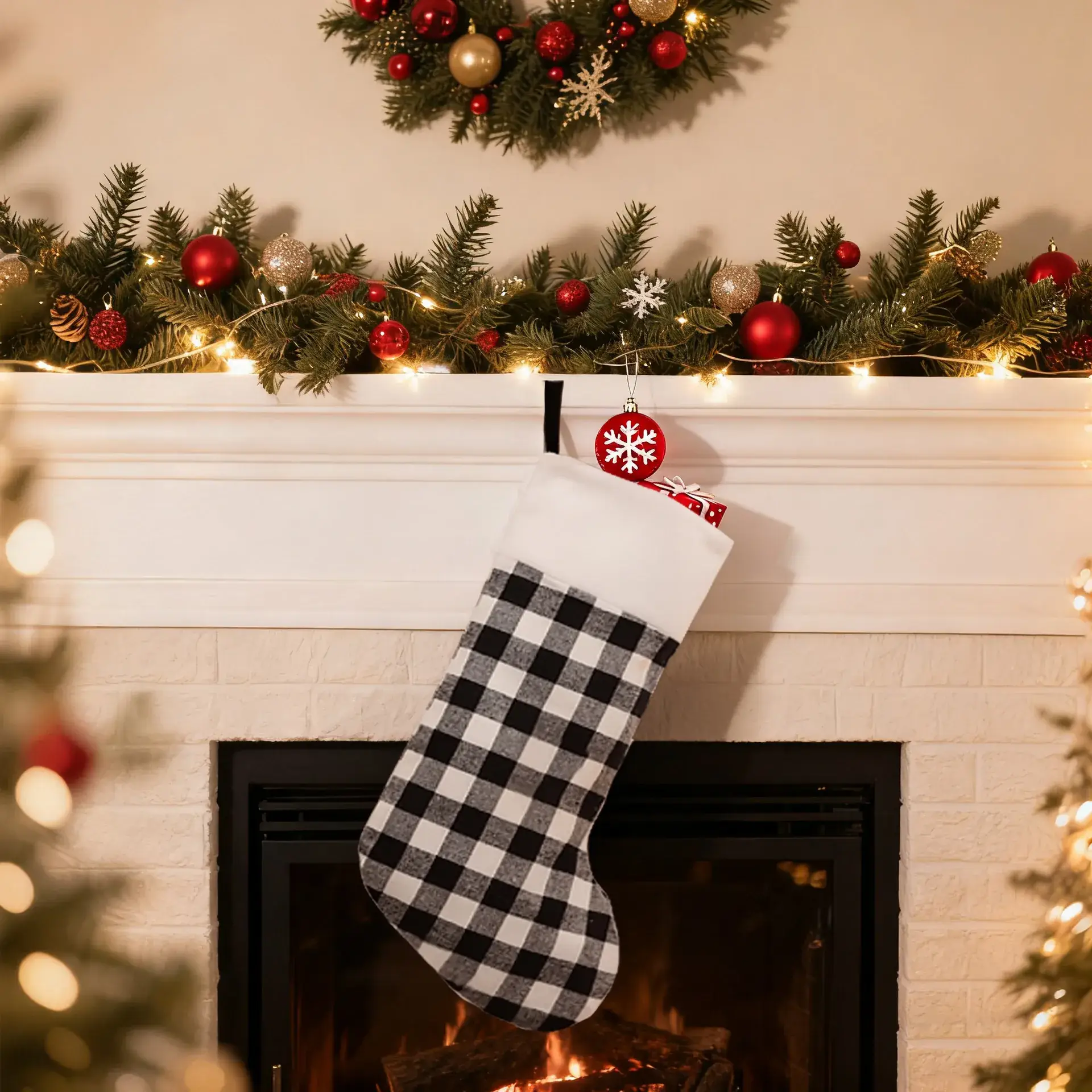 Cross-Border Christmas Stockings Red Black Plaid - Image 8