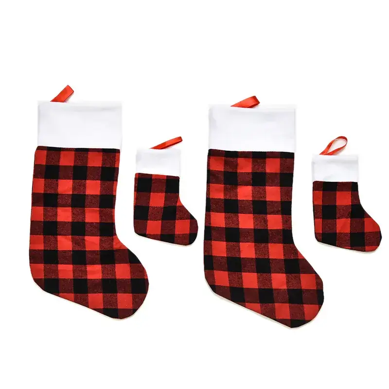 Cross-Border Christmas Stockings Red Black Plaid - Image 9