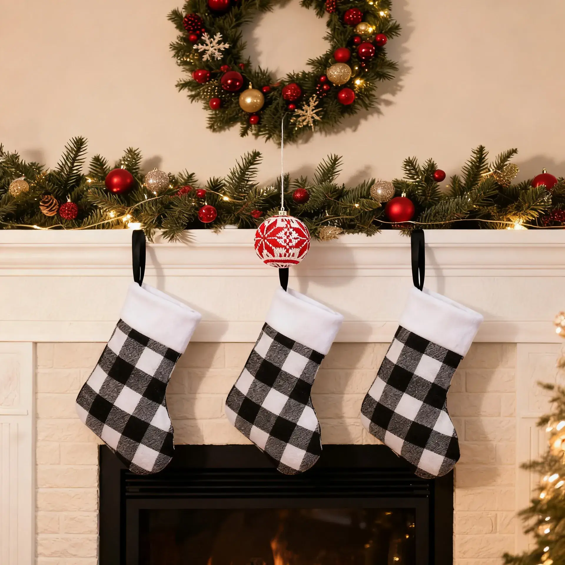 Cross-Border Christmas Stockings Red Black Plaid — feature 10