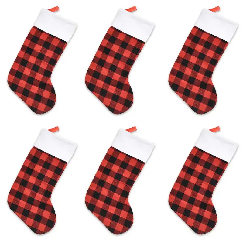 Cross-Border Christmas Stockings Red Black Plaid — feature 15
