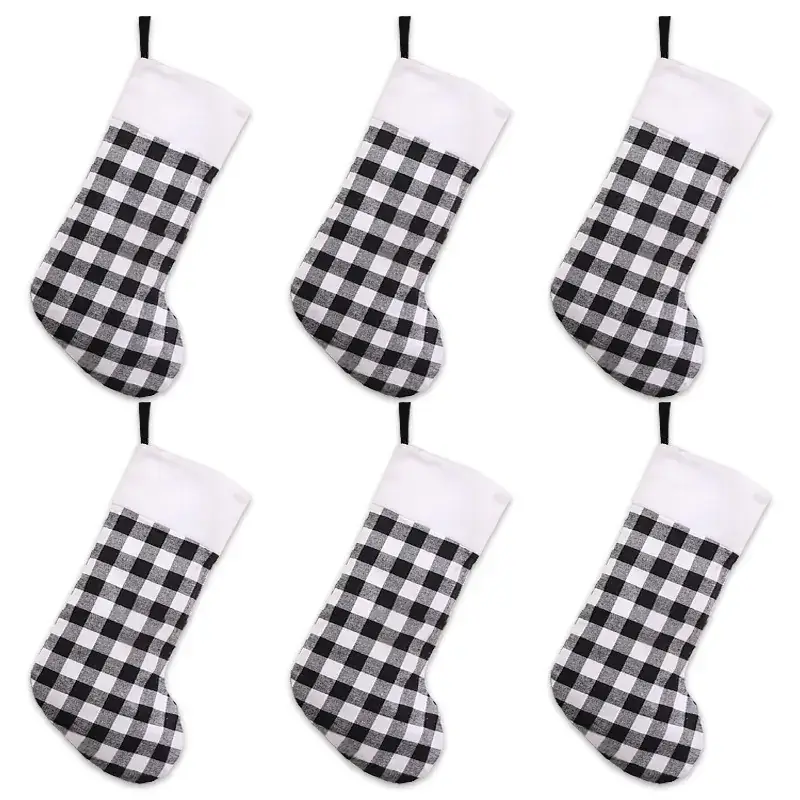 Cross-Border Christmas Stockings Red Black Plaid - Image 3