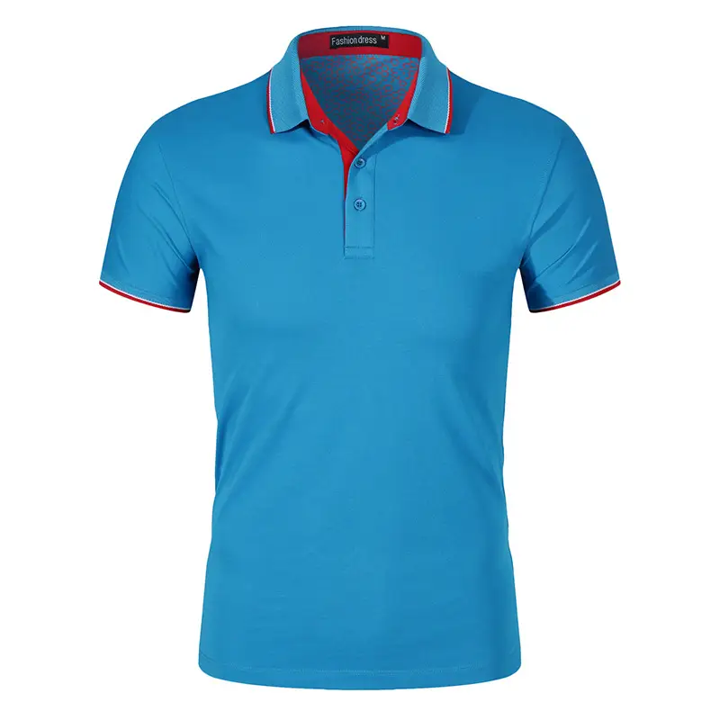 Blue Color Lapel Polo Shirt with Embroidered Logo for Men & Women - Image 8