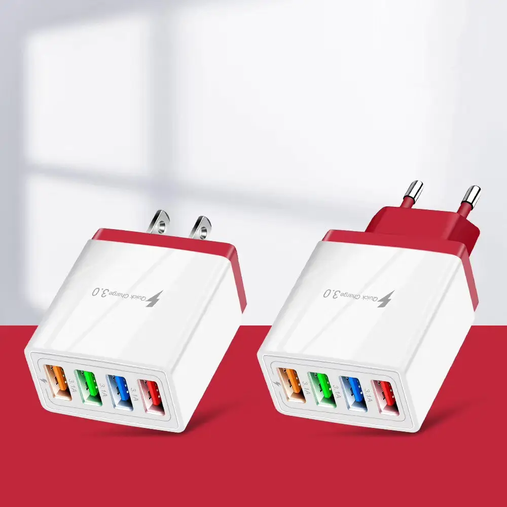 2.4A LED 4USB Color Charger Europe US - Image 3