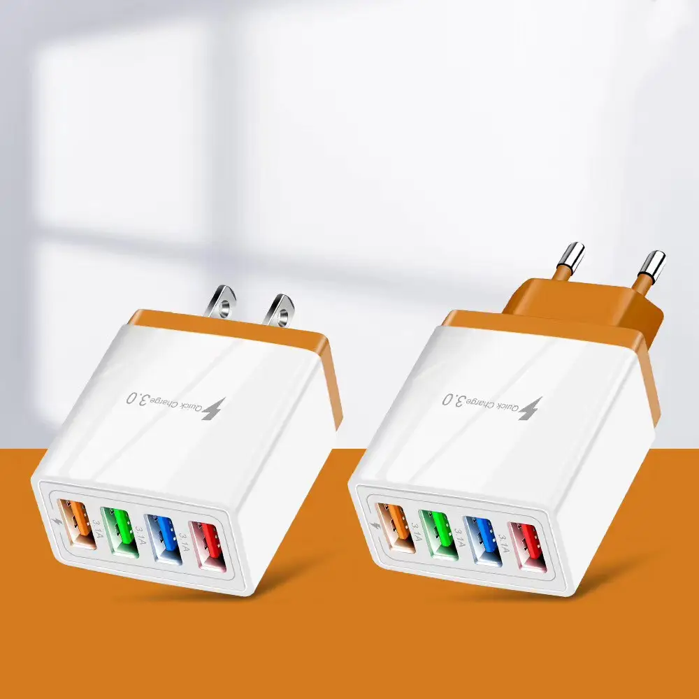 2.4A LED 4USB Color Charger Europe US - Image 4