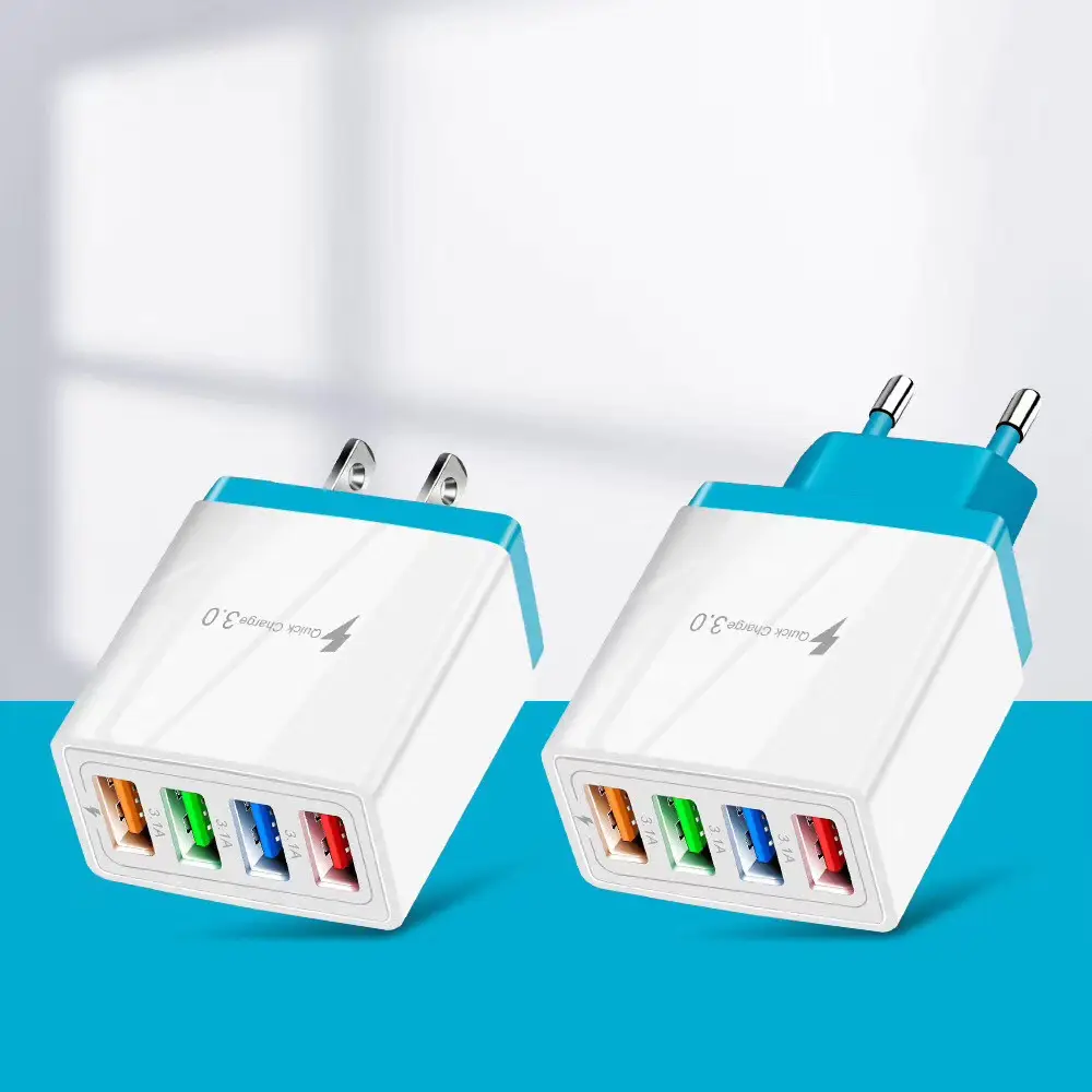 2.4A LED 4USB Color Charger Europe US - Image 5