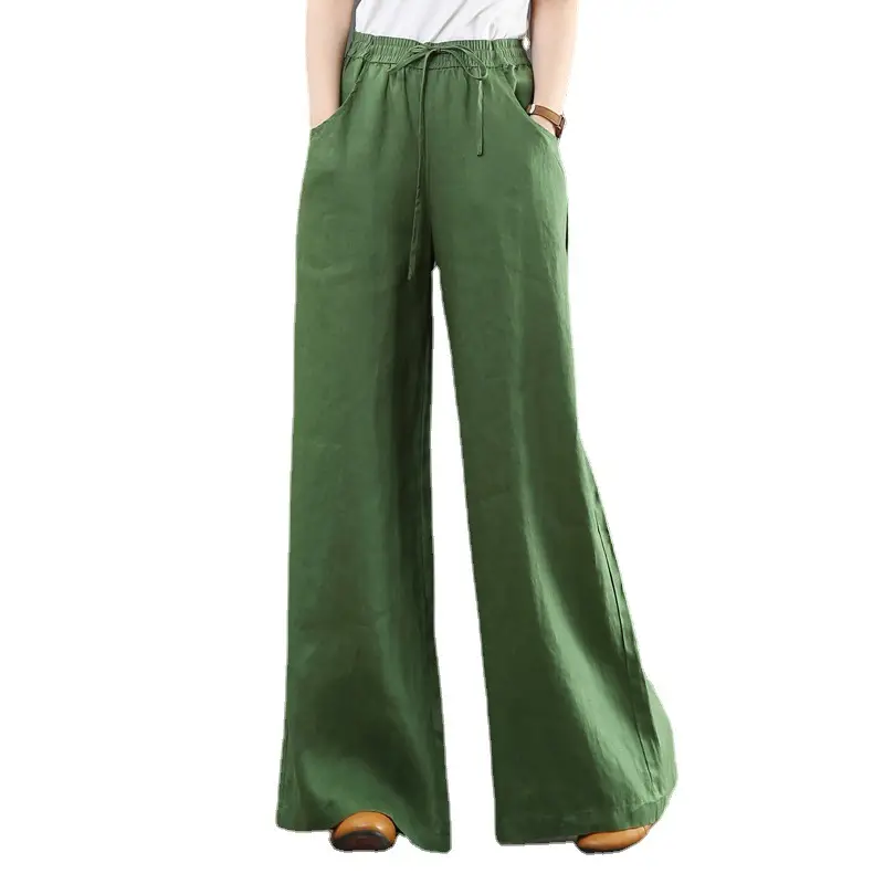 Women Linen Wide Leg Pants Loose Fit Large - Image 13