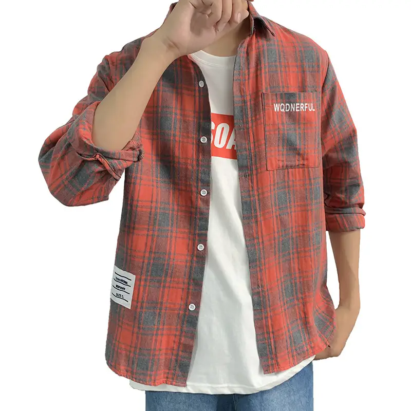 Men's Korean-style Plaid Long Sleeve Shirt - Image 9