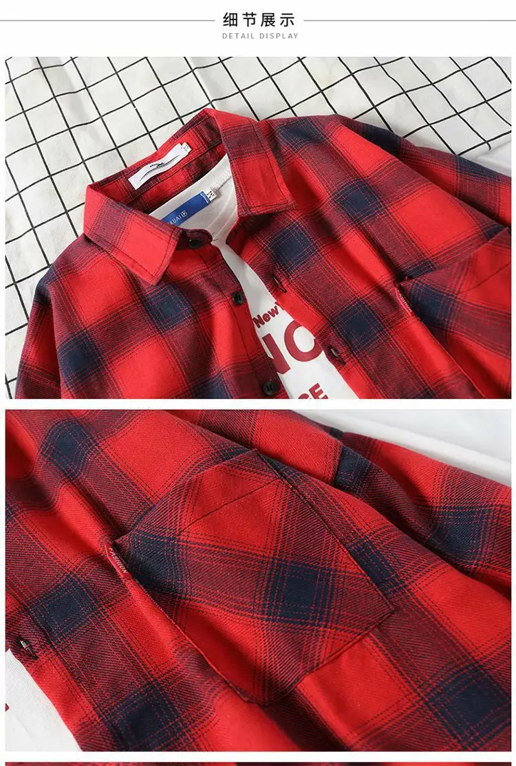 Men's Yellow Plaid Long Sleeve Shirt Korean Style — feature 13
