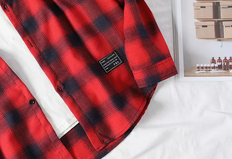 Men's Yellow Plaid Long Sleeve Shirt Korean Style — feature 18