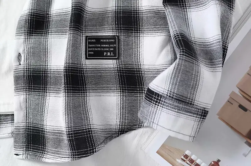 Men's Yellow Plaid Long Sleeve Shirt Korean Style — feature 32