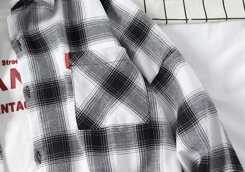 Men's Yellow Plaid Long Sleeve Shirt Korean Style — feature 33
